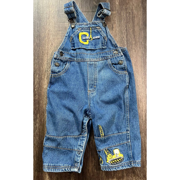 Vintage Small Steps Denim Overalls "C is for Crane" Size 18 Months - Picture 1 of 8